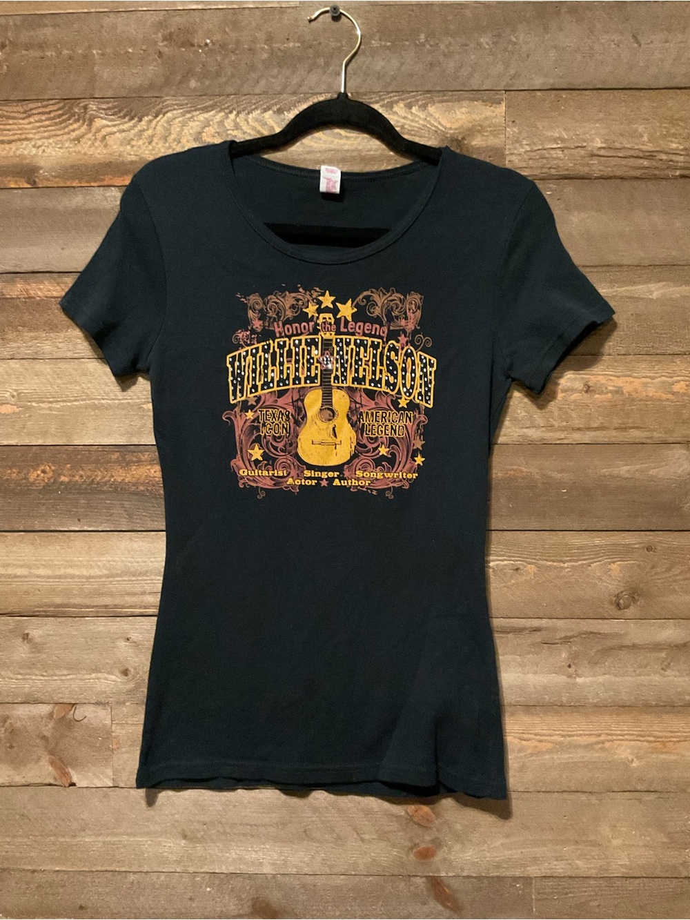 Anvil Willie Nelson Honor The Legend Rhinestone Women's Black Shirt Size Medium
